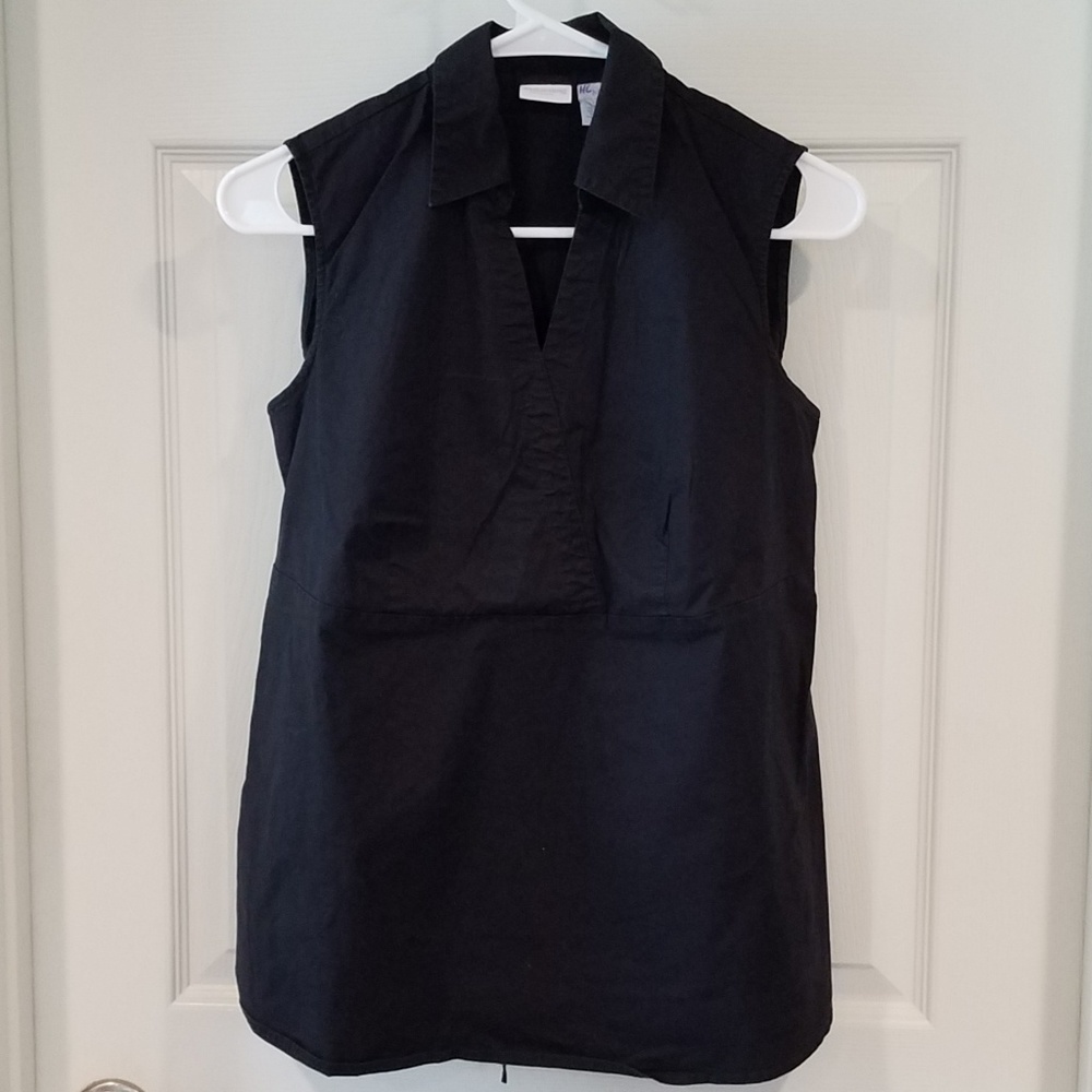 Maternity sleeveless collared blouse, black, M